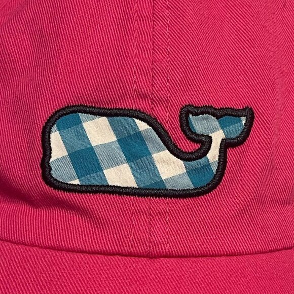 Vineyard Vines Pink Gingham Whale Adjustable Cotton Cap‎ - Picture 4 of 13